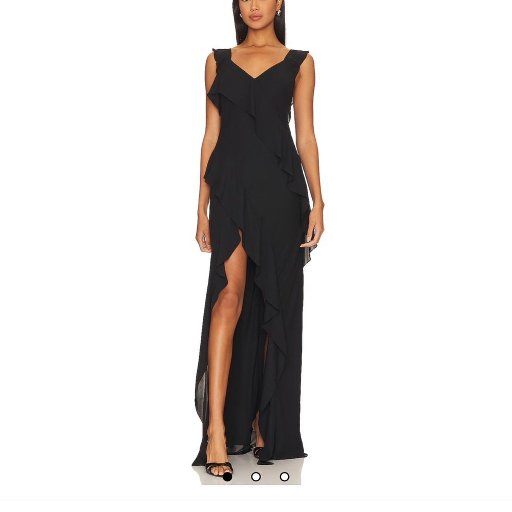 Amanda Uprichard Black Sleeveless V-Neck High Low Gown (never worn)